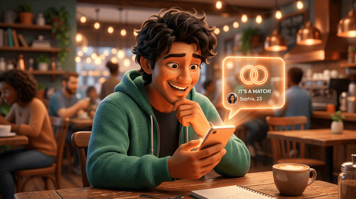 Professional getting a match notification on their phone